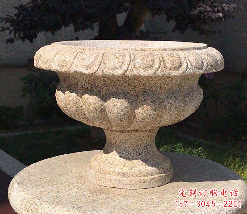 三明大理石花钵公园花盆石雕