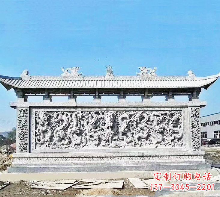 三明精美大理石九龙壁雕塑