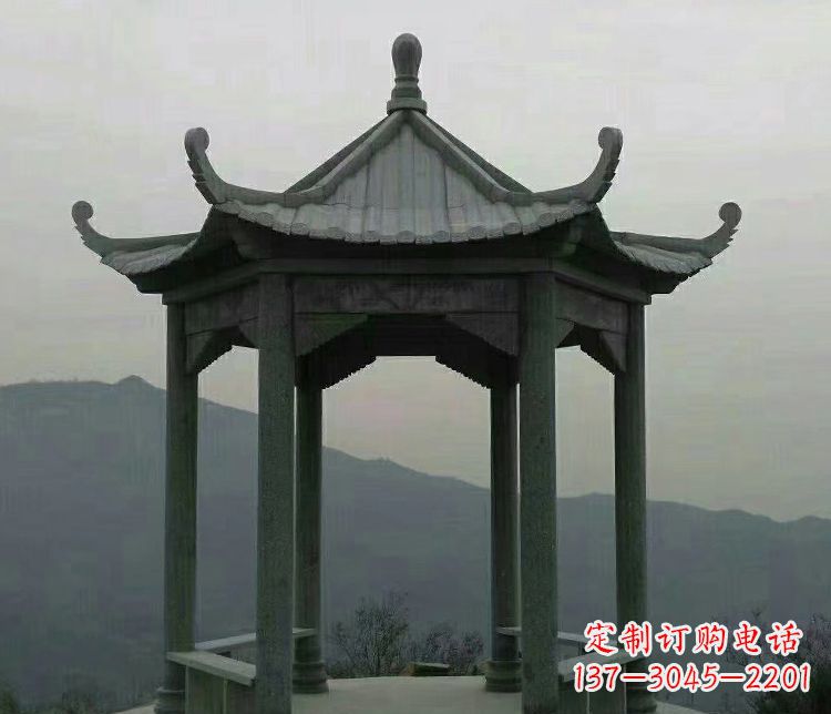 三明考究工艺,奢华大理石六角凉亭雕塑