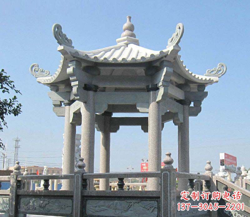 三明大理石六角凉亭石雕，为您的家园带来浪漫情怀