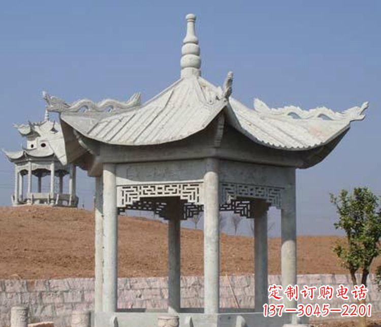 三明精美大理石六角凉亭石雕