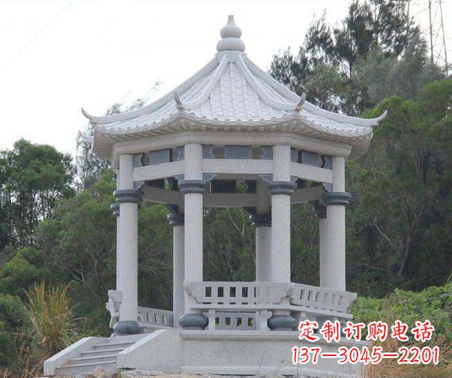 三明大理石六角石雕凉亭营造舒适环境的完美体现