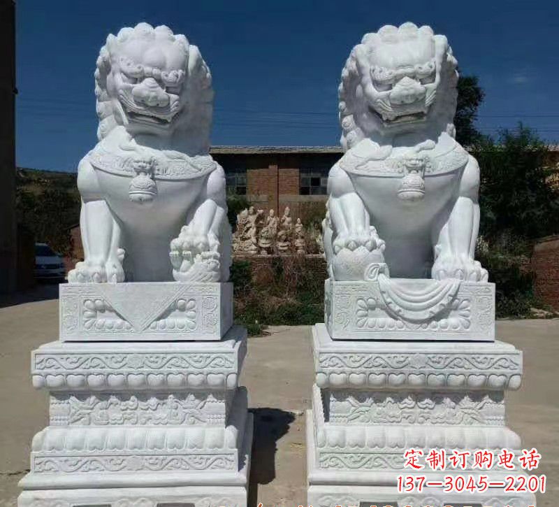 三明大理石狮子石雕,雕塑定制精美狮子