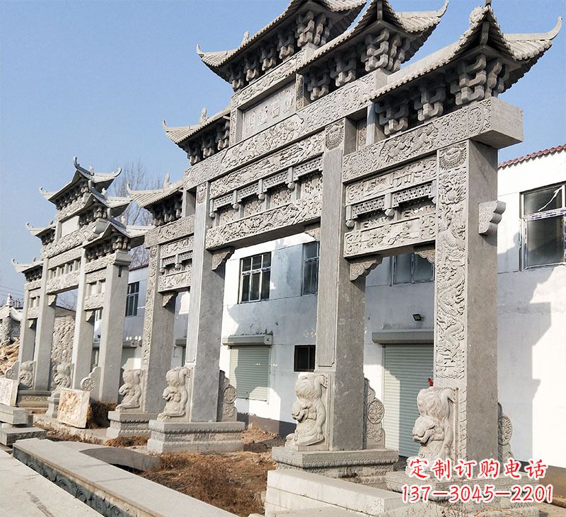 三明大理石石雕牌坊雕塑定制