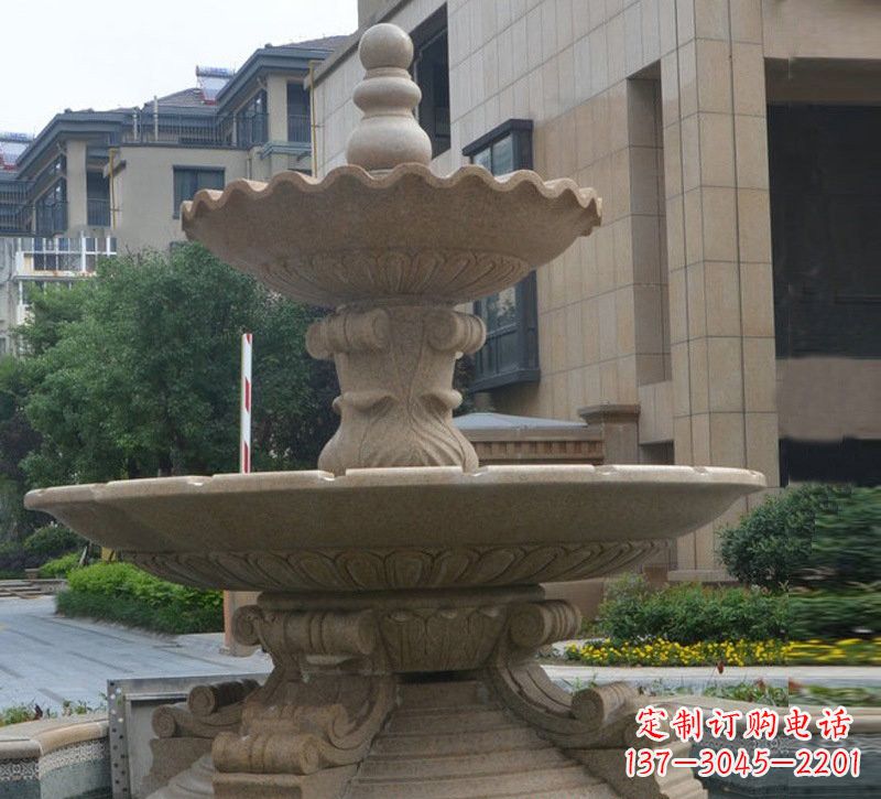三明简约双层大理石喷泉雕塑