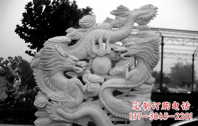 三明精美大理石双龙雕塑