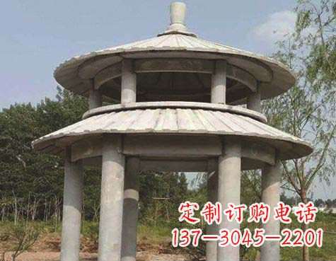 三明大理石双层圆顶凉亭石雕