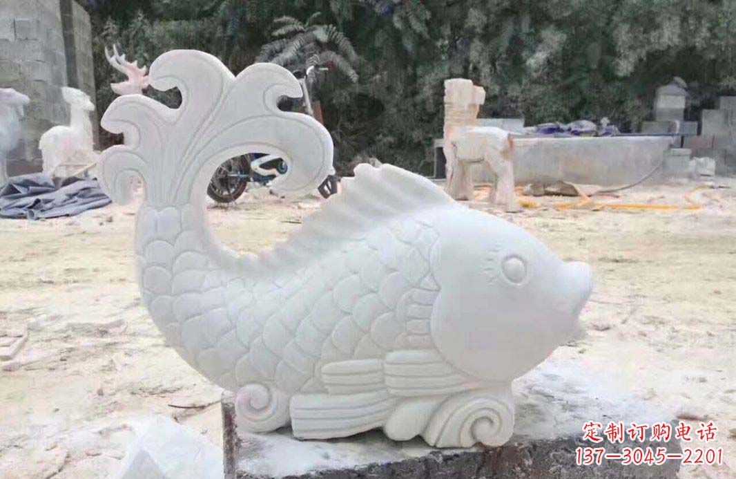 三明大理石鱼喷泉雕塑装置