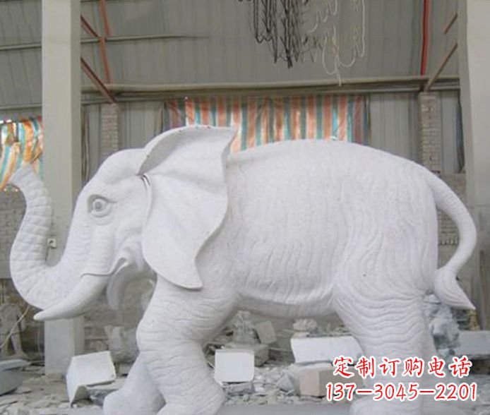 三明象征财富的大理石招财大象雕塑