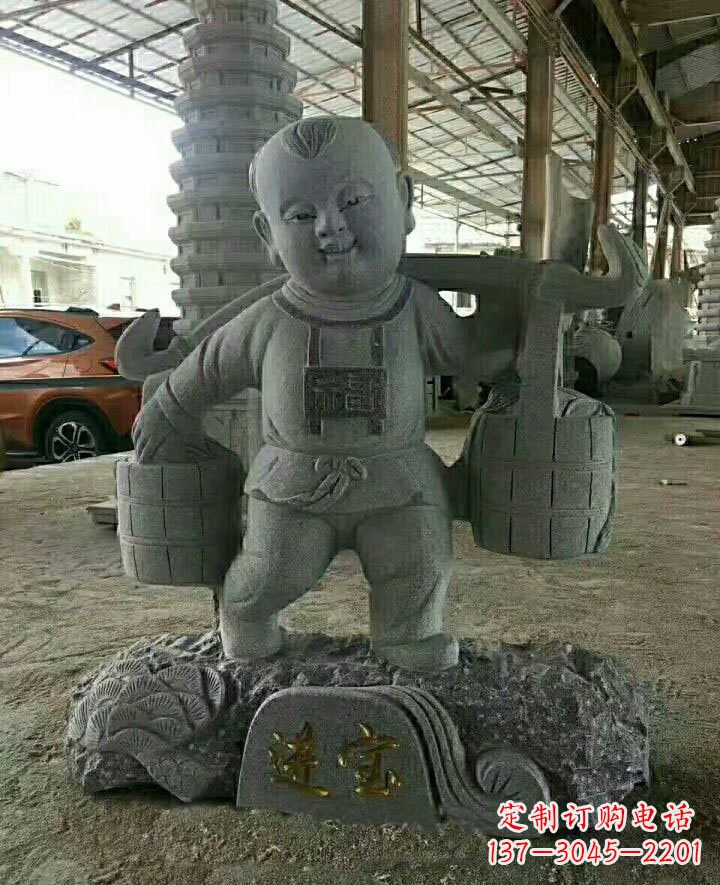三明装点童年的大理石招财进宝儿童雕塑