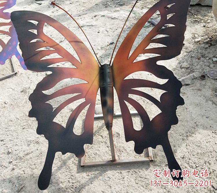 三明大型不锈钢铁艺蝴蝶雕塑,户外公园园林彩色昆虫摆件