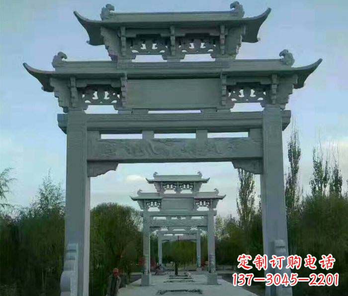 三明牌坊雕塑精美大理石雕塑艺术