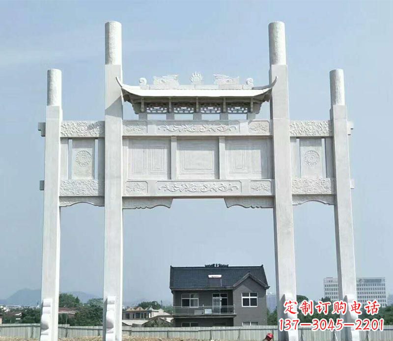 三明道路三门牌坊石雕 (4)