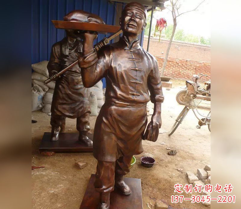 三明店小二铜雕,精美绝伦,永传佳话