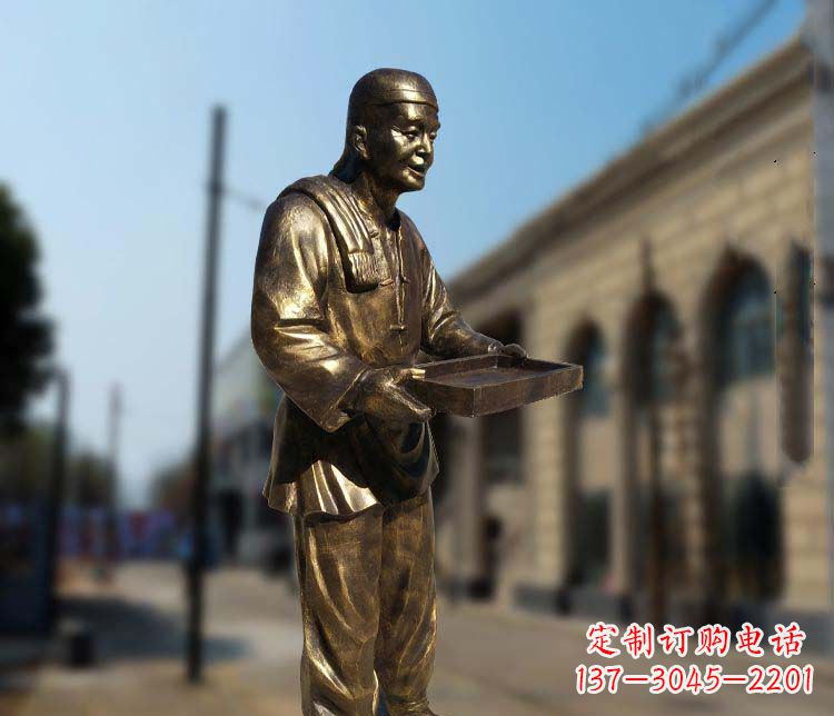 三明古典神秘的店小二人物铜雕