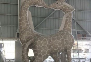 三明大理石艺术精美长颈鹿雕塑