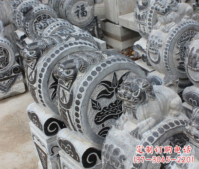 三明传统风格抱鼓石招财门墩雕塑