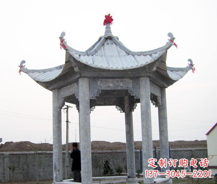 三明仿古六角石凉亭雕塑