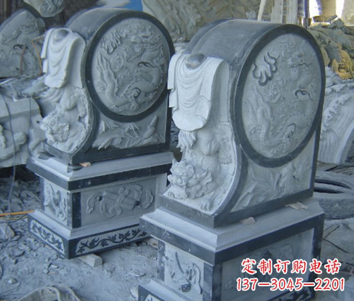 三明仿古石门墩招财抱鼓石