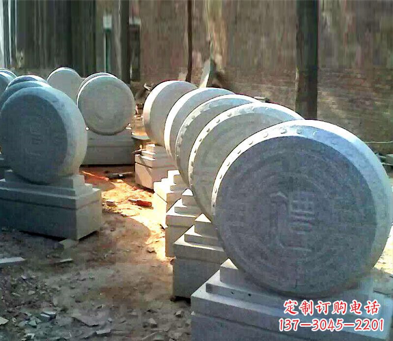 三明仿古石门墩招财抱鼓石雕