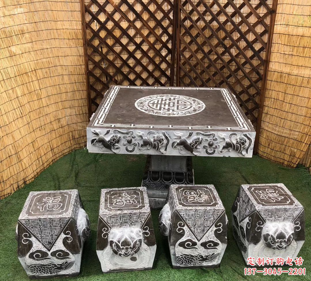 三明仿古石桌凳公园景观石雕