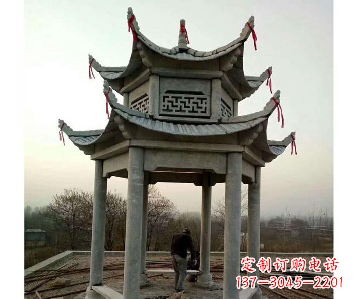 三明仿古双层石雕凉亭