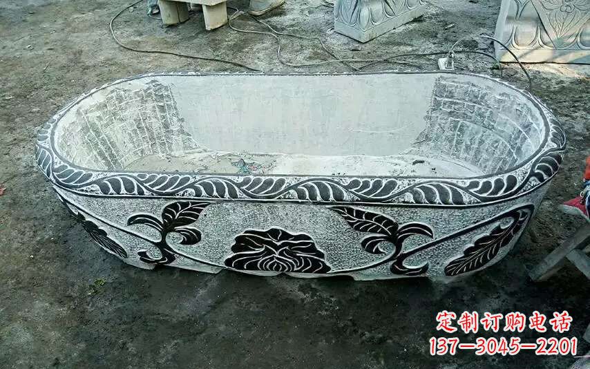 三明风格独特的仿古石头水缸雕塑