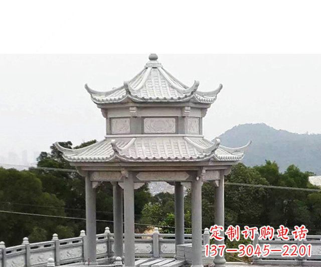 三明仿古双层石雕凉亭