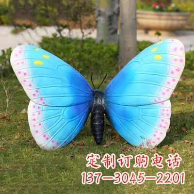 三明蓝白色款蝴蝶雕塑·35x65x42”
