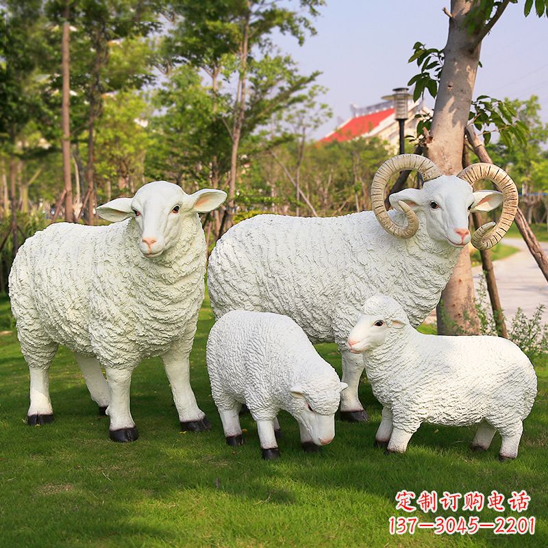 三明乡村绵羊雕塑 – 农家院庭院仿真动物摆件