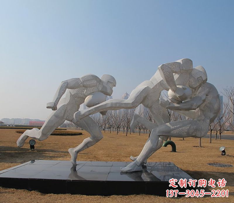 三明不锈钢橄榄球体育雕塑