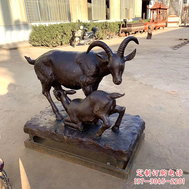 三明羔羊跪乳铜雕-学校校园文化景观雕塑摆件