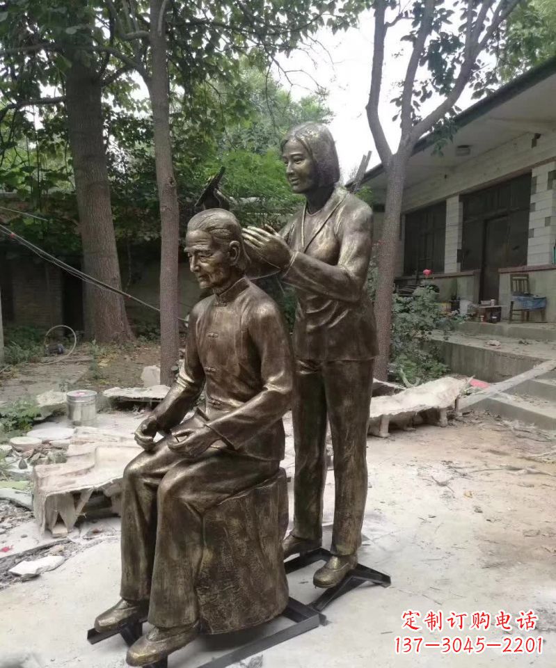 三明产品名称纪念母亲的梳头人物铜雕