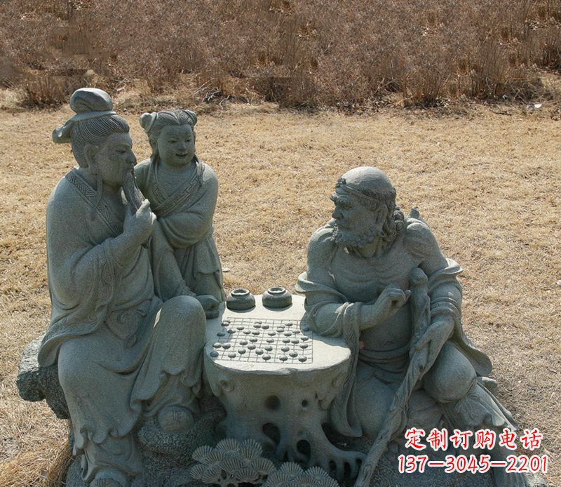 三明公园八仙下棋小品铜雕