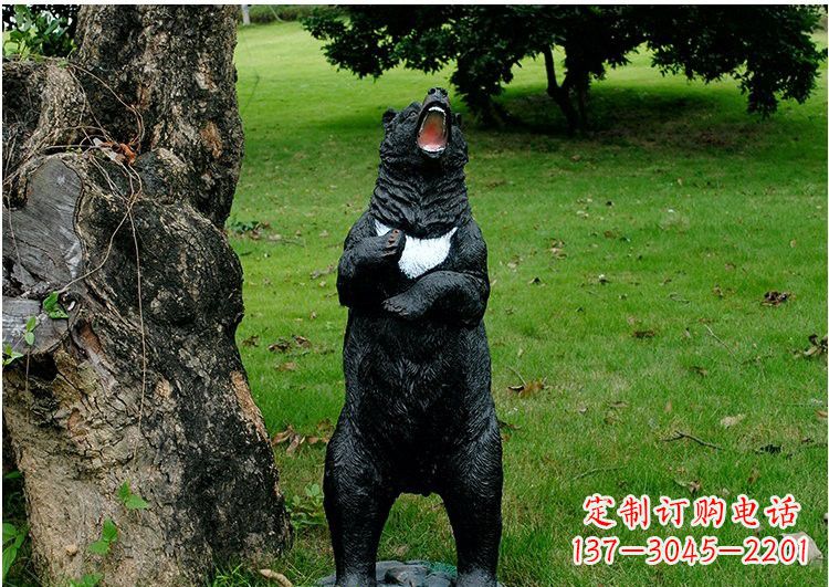 三明公园风情玻璃钢仿真黑熊雕塑