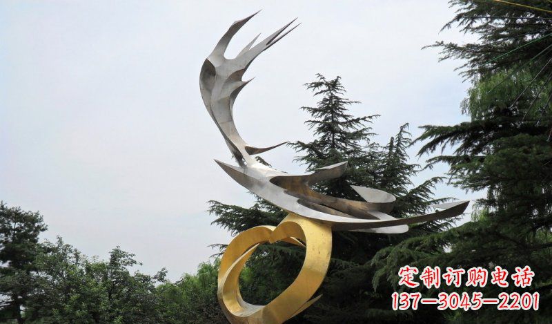 三明精美雕刻石膏抽象凤凰雕塑