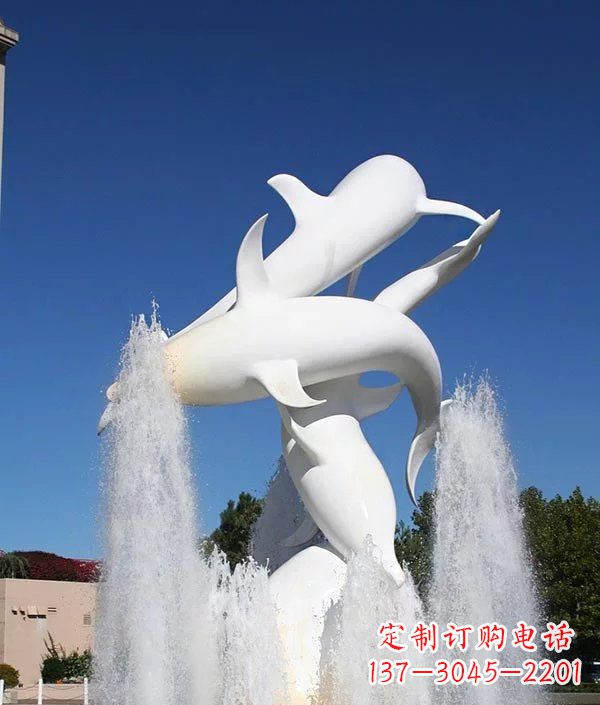 三明完美纪念,精致的不锈钢海豚雕塑