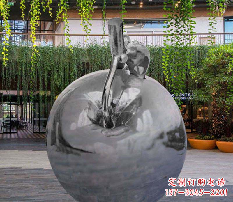 三明公园时尚不锈钢镜面苹果雕塑