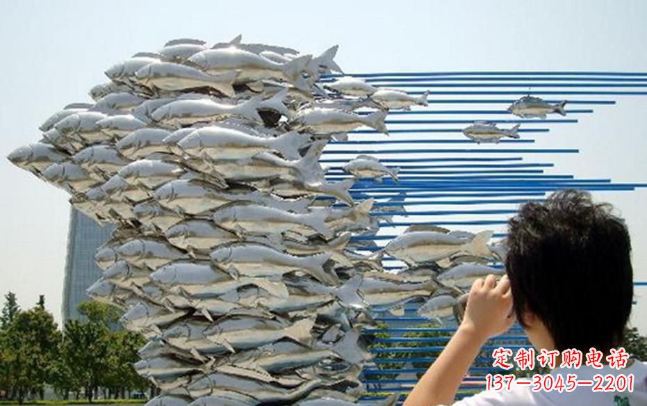 三明公园不锈钢鲤鱼群雕塑