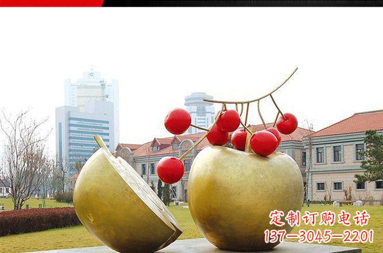 三明公园不锈钢苹果樱桃雕塑