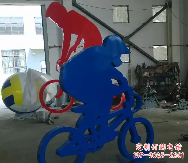 三明公园不锈钢骑自行车运动人物雕塑