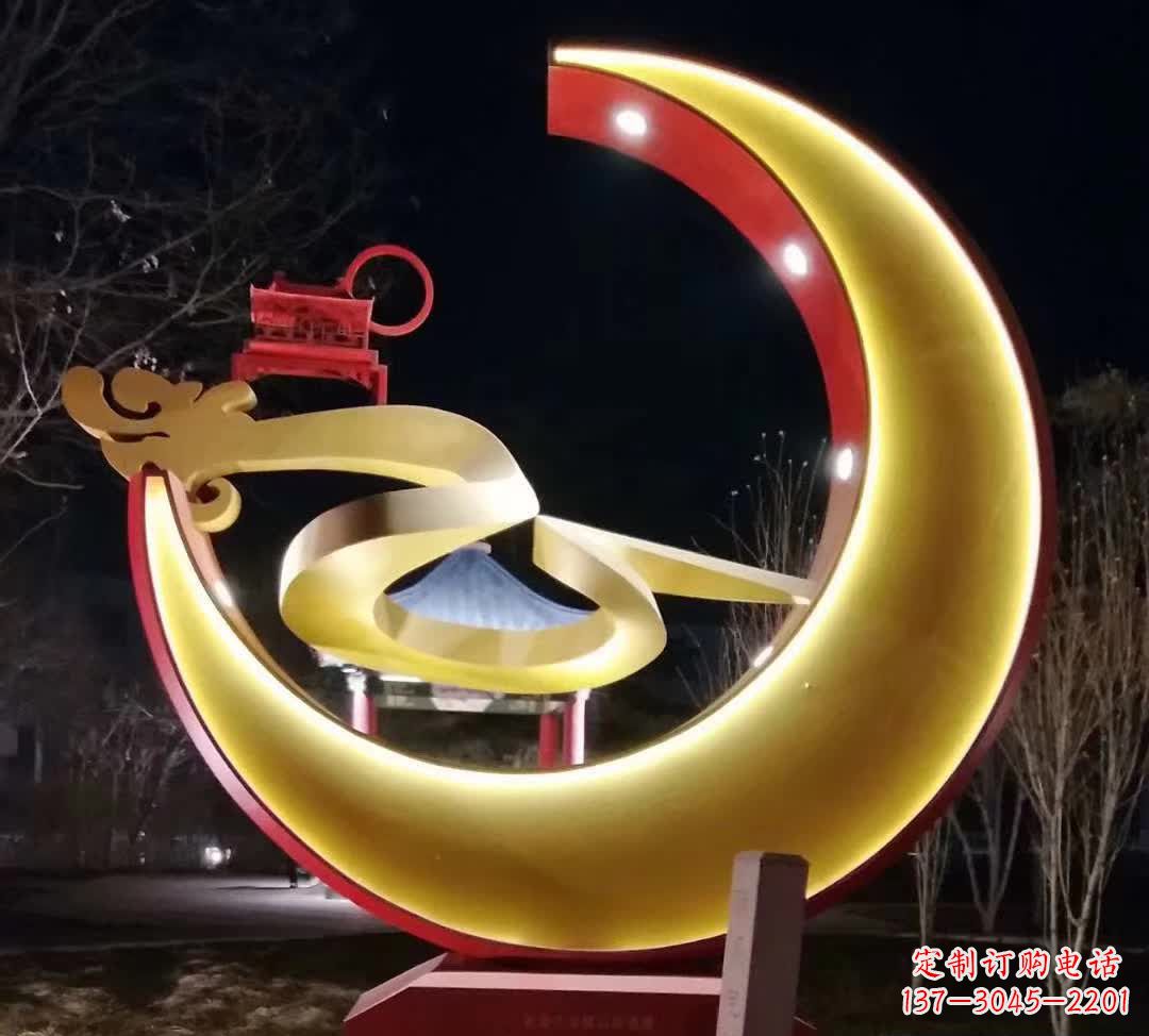 三明精致不锈钢月亮雕塑