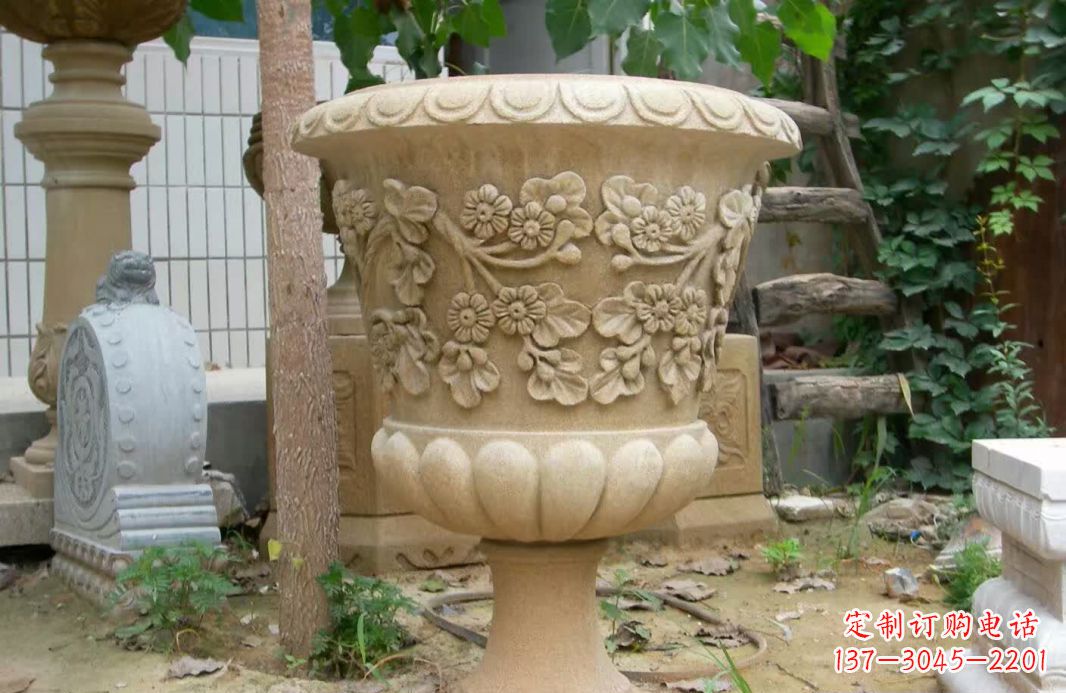 三明精美大理石花盆雕塑