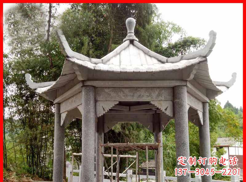 三明公园大理石六角凉亭石雕