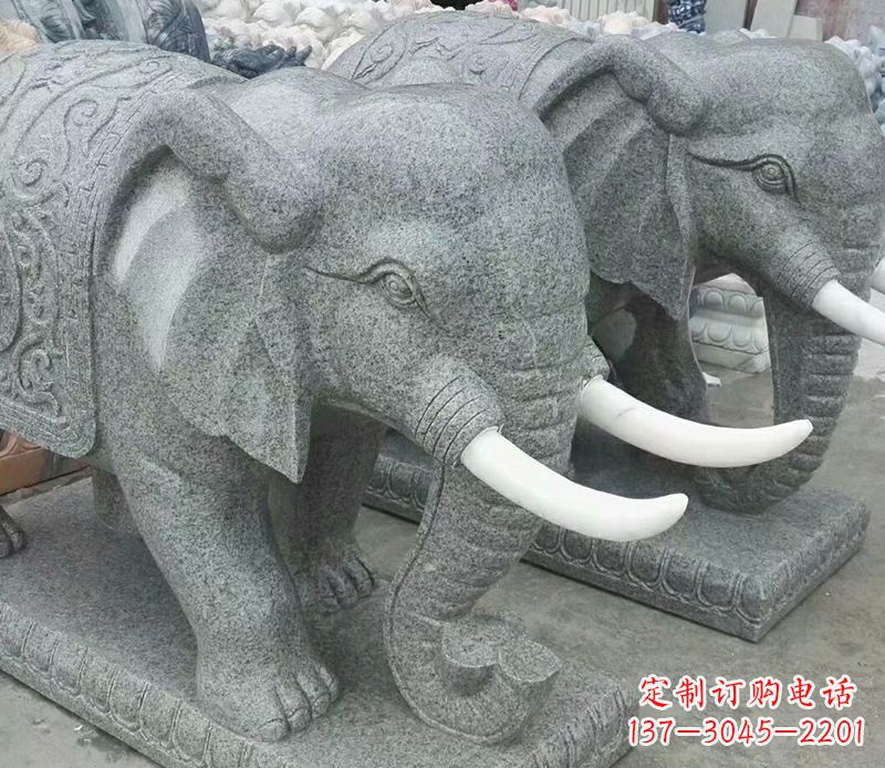 三明象征力量的大理石大象雕塑