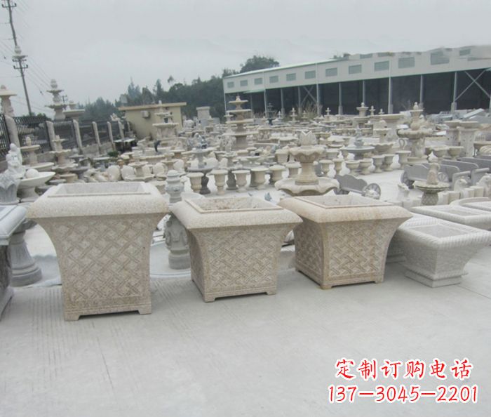 三明优雅花盆大理石雕塑