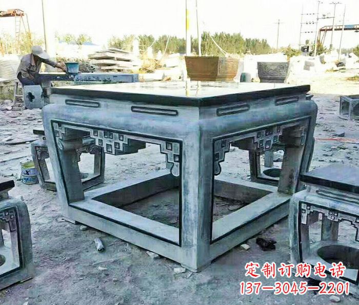 三明公园景观方形石桌凳