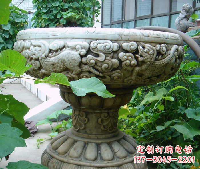 三明仿古花盆石雕艺术品