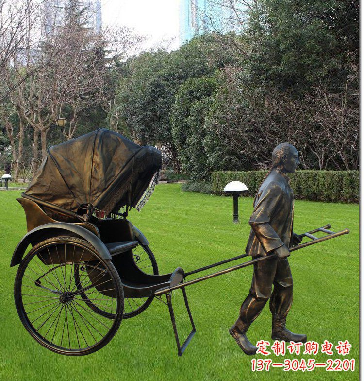 三明公园拉黄包车的人物铜雕