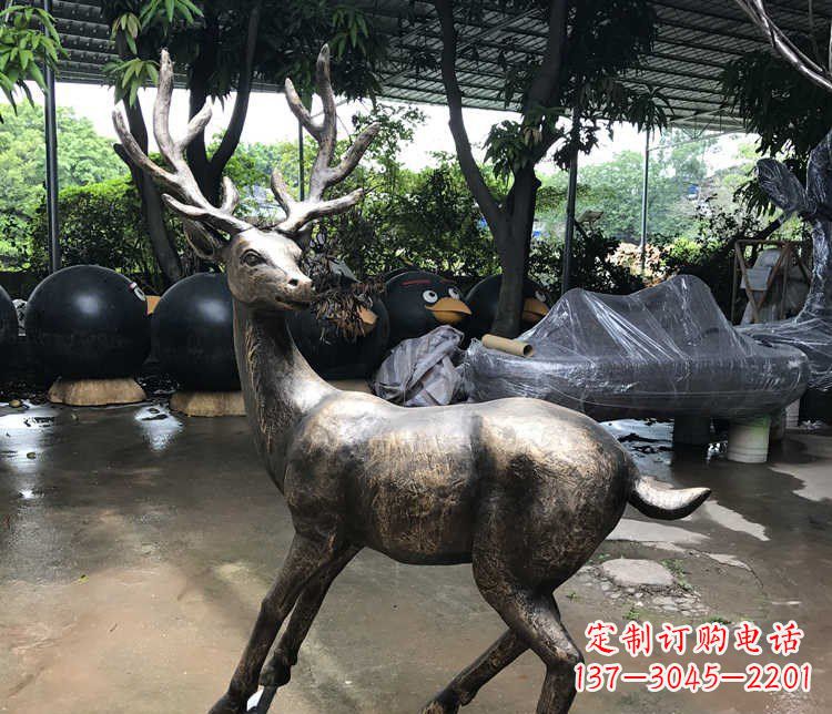 三明公园梅花鹿动物铜雕 (3)